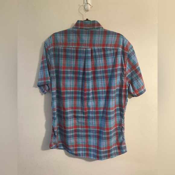 Johnnie-O Hangin’ Out blue/red plaid short sleeve button down shirt. Large - Picture 5 of 5